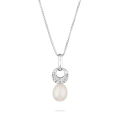 Колие Swan Pearls CAA048, Сребро Бяла Перла и Цирконий, Сребро